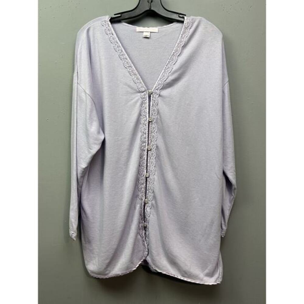 Victoria's Secret Sweater Womens Medium‎ Lavender Lace Pearl Button Cardigan Top